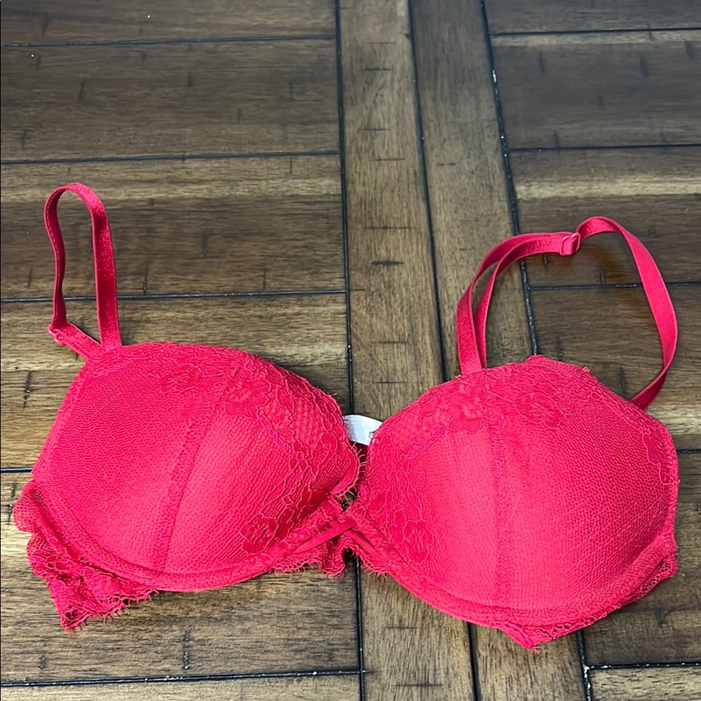 Ambrielle Red Bra with Underwire Support and Adjustable Straps